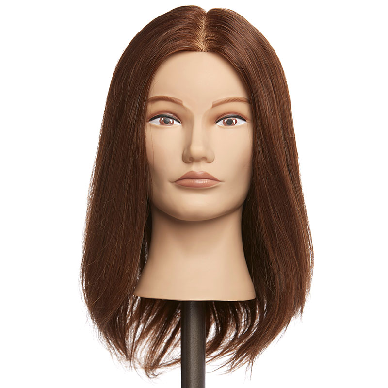 100% Human Hair Mannequin Head with Stand, Hairdressers' Practice