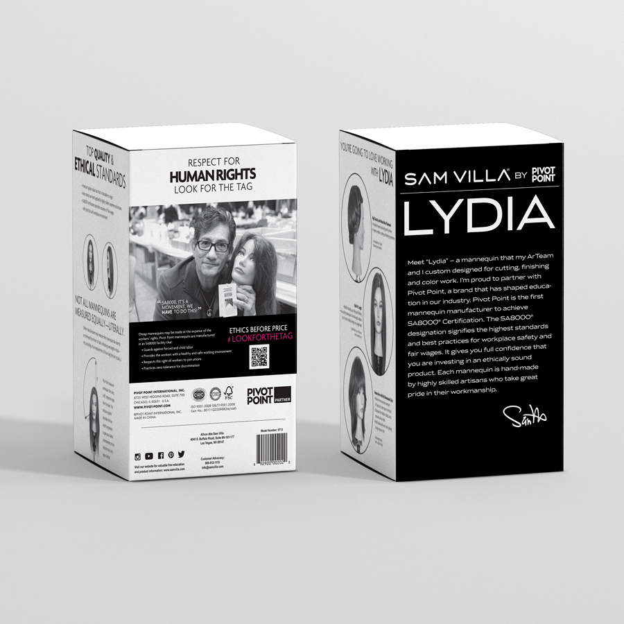 Pivot Point Hair Mannequin Box Sam Villa Lydia