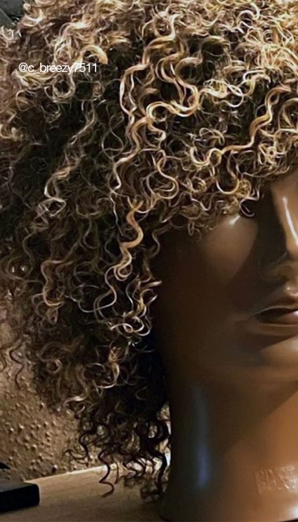 Two styled Pivot Point mannequins, one with hat on. Textured Hair. Very curly hair. @c_breezy7511