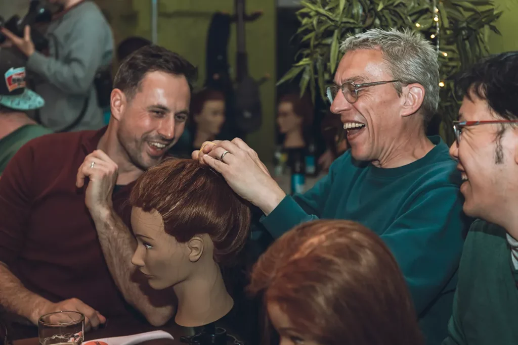 Dads Styling Hair with Pints & Ponytails
